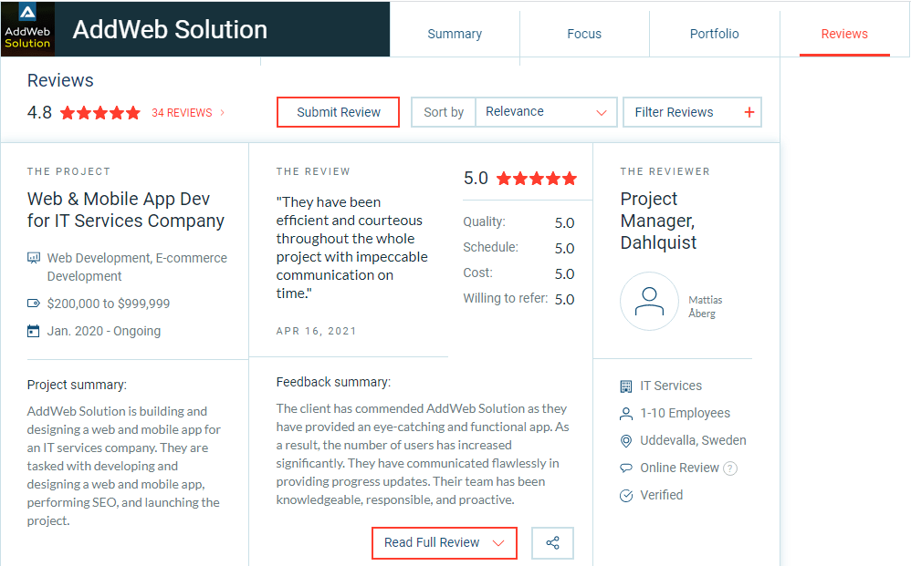 AddWeb Solution Clutch Profile