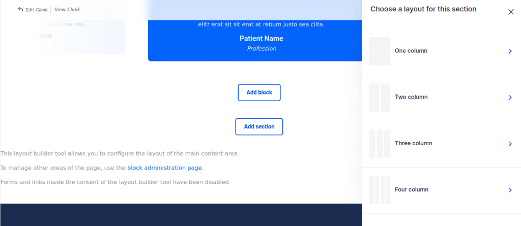 Add & configure sections 