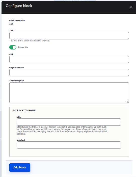 configure block