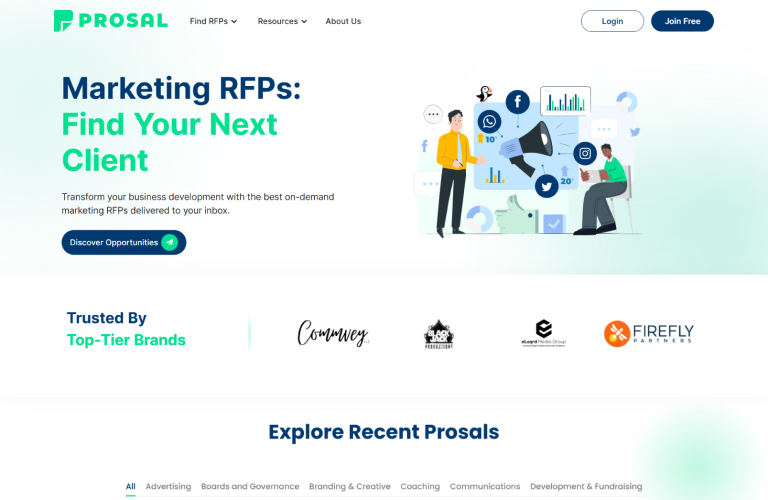 Prosal marketing RFP page